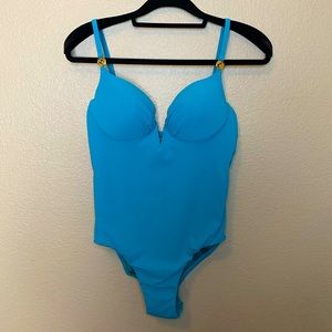 Natori Masaka Mongolian Dragon Notch Underwire Tie Back One Piece Swimsuit